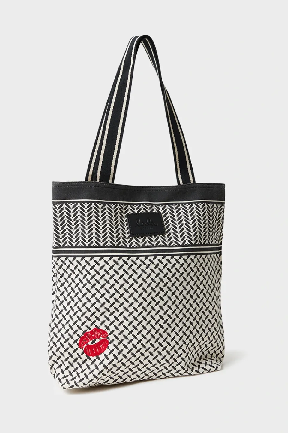 Lala Berlin Tote Carmela Kiss canvas heritage stripe black heritagestripeblack Cheap